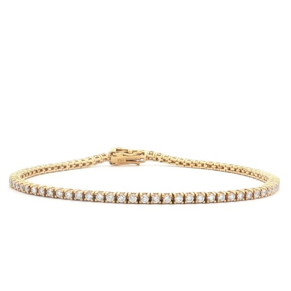 Rivière bracelet in yellow gold with diamonds