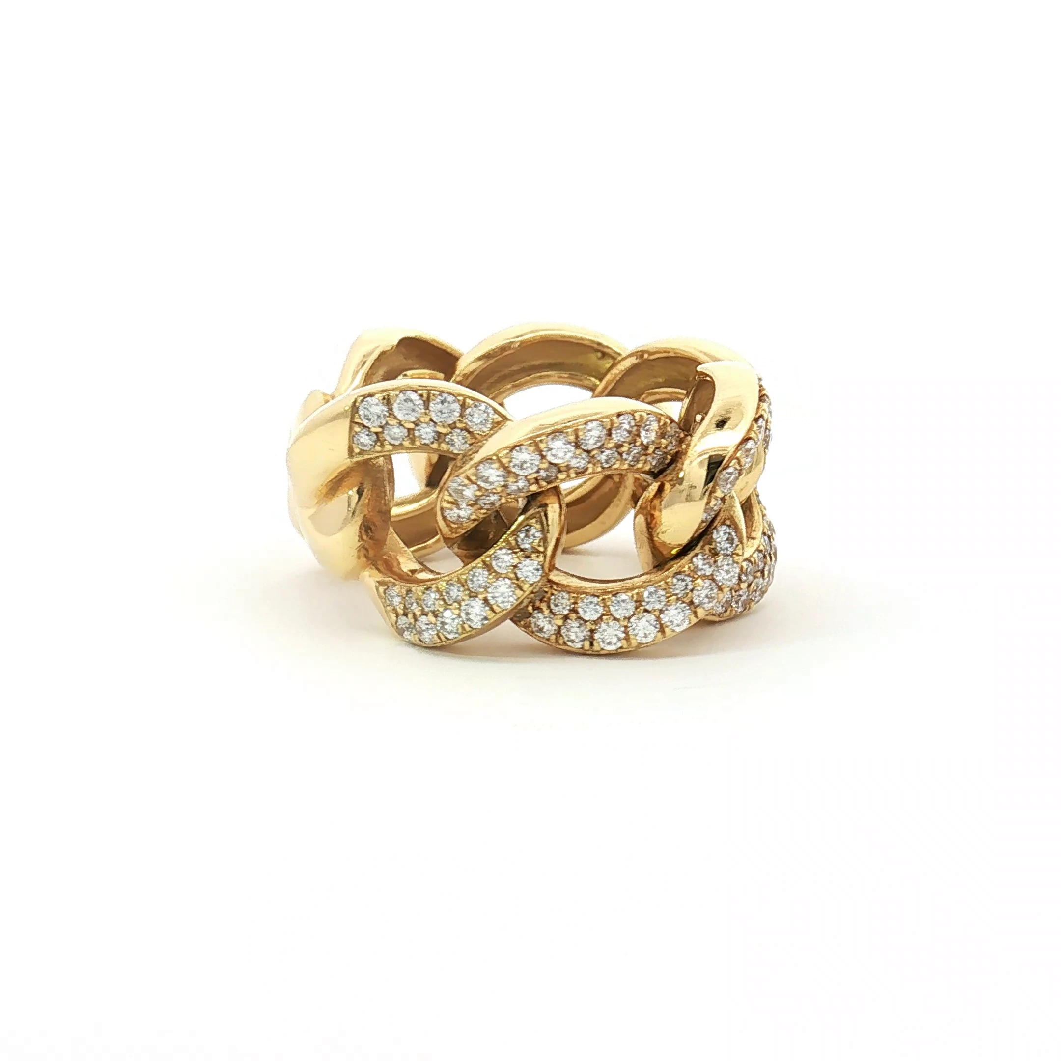 Anillo Banda de Oro Amarillo con Brillantes 4